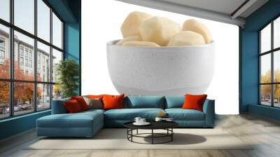 Fresh raw potatoes in bowl isolated on white Wall mural