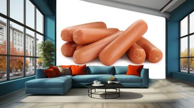 Fresh raw sausages isolated on white. Meat product Wall mural