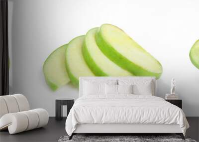 Fresh ripe green apple on white background Wall mural