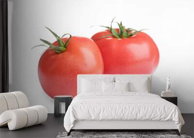 fresh ripe organic tomatoes isolated on white Wall mural