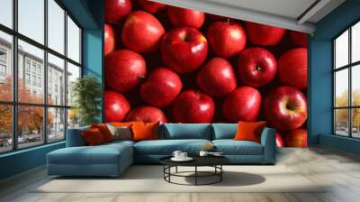 Fresh ripe red apples as background Wall mural