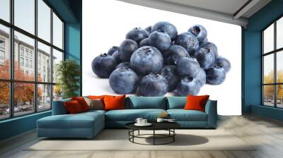 Fresh ripe tasty blueberries on white background Wall mural