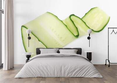 Fresh slice of cucumber isolated on white, top view Wall mural