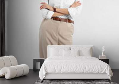 Full length portrait of beautiful young businesswoman on white background Wall mural