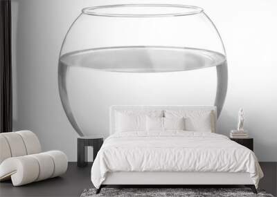 Glass fish bowl with clear water isolated on white Wall mural