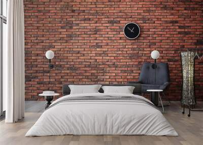 Grey chair and lamp near brick wall. Modern room interior Wall mural