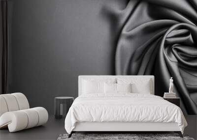 Grey silk fabric as background, top view with space for text. Banner design Wall mural