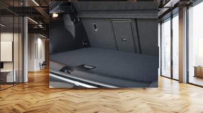 Grey soft car boot liner mat in trunk of auto Wall mural