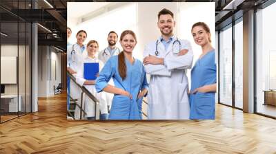 Group of medical doctors at clinic. Unity concept Wall mural