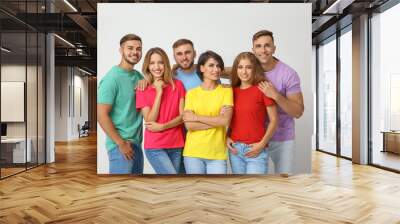 Group of young people on light background. Unity concept Wall mural