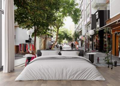 ISTANBUL, TURKEY - AUGUST 09, 2018: Beautiful view of city street with different stores Wall mural