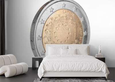 Latvian two euro coin isolated on white Wall mural