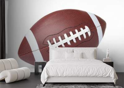 Leather American football ball on white background Wall mural