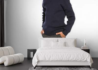 Little boy in stylish school uniform on white background Wall mural