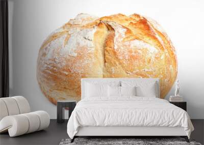 Loaf of fresh bread on white background Wall mural