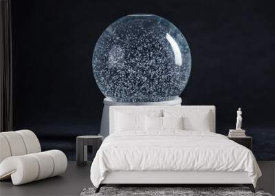 Magical empty snow globe on dark background Wall mural