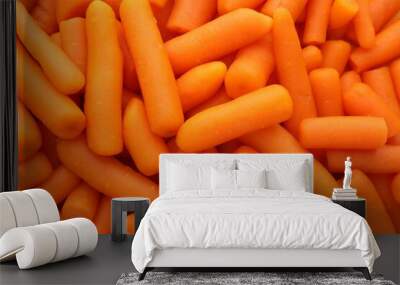 Many baby carrots as background, top view Wall mural