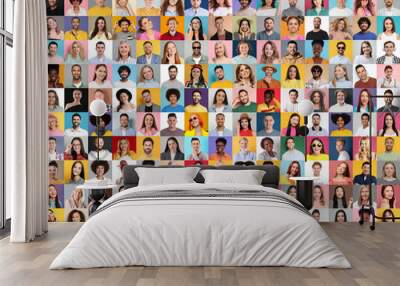 Many people of different races and ages. Collage of portraits Wall mural