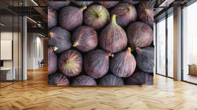 Many whole fresh purple figs as background, top view Wall mural