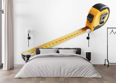 Metal measuring tape on white background. Construction tool Wall mural