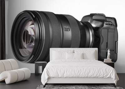 Modern camera isolated on white. Photographer's equipment Wall mural