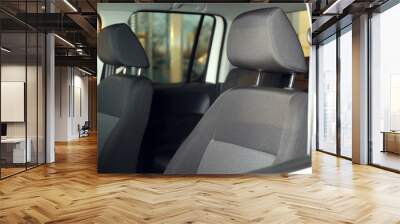 Modern car interior with comfortable grey seats Wall mural