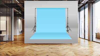 Modern light blue photo background. Professional studio equipment Wall mural