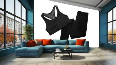 New stylish sportswear isolated on white, top view Wall mural