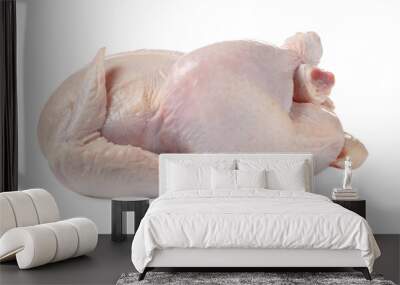 One fresh raw chicken isolated on white Wall mural