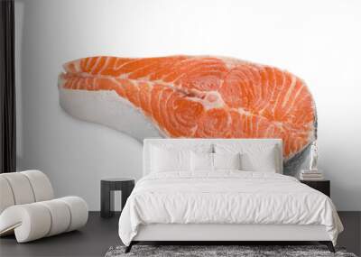 One fresh salmon steak isolated on white Wall mural