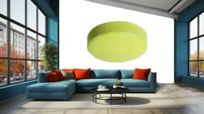 One light green pill isolated on white Wall mural