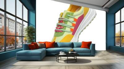 One stylish colorful sneaker isolated on white Wall mural