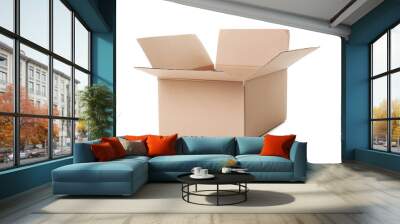 Open cardboard box on white background Wall mural