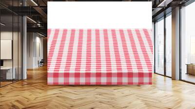 Picnic tablecloth on table against white background Wall mural