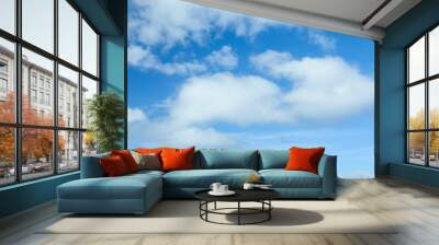 Picturesque view of beautiful blue sky with fluffy white clouds Wall mural