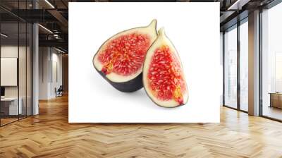 Pieces of ripe fresh fig isolated on white Wall mural