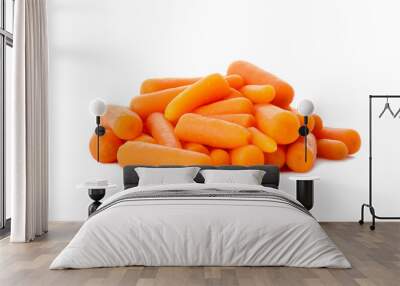 Pile of baby carrots isolated on white Wall mural