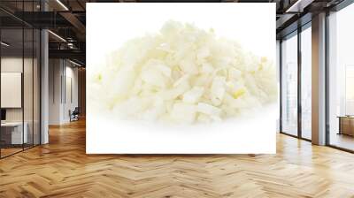 Pile of chopped onion on white background Wall mural