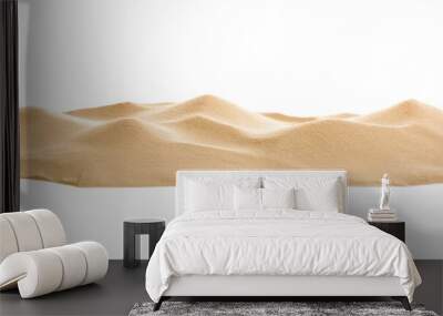 Pile of dry beach sand on white background Wall mural