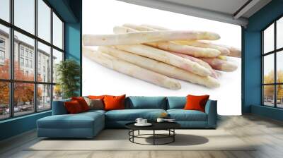 Pile of fresh raw asparagus isolated on white Wall mural