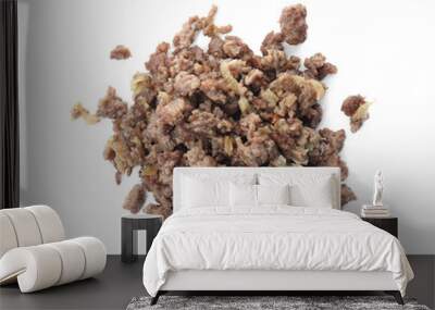 Pile of fried minced meat on white background, top view Wall mural