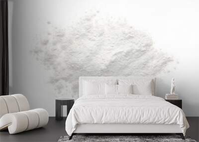 Pile of organic flour isolated on white, top view Wall mural