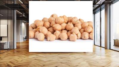 Pile of raw chickpeas on white background Wall mural