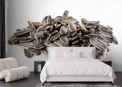 Pile of sunflower seeds isolated on white Wall mural