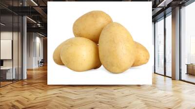 Pile of young fresh potatoes isolated on white Wall mural