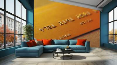 Plastic credit card on table, macro view Wall mural