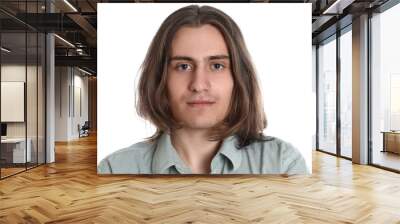 Portrait of young man on white background Wall mural