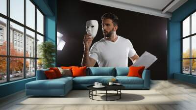 Professional actor rehearsing on stage in theatre Wall mural