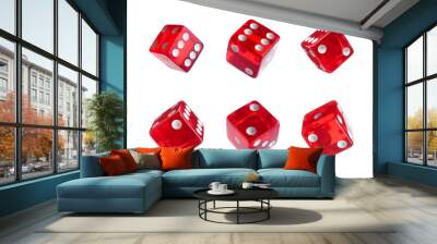 Red dice isolated on white, collage with different sides Wall mural