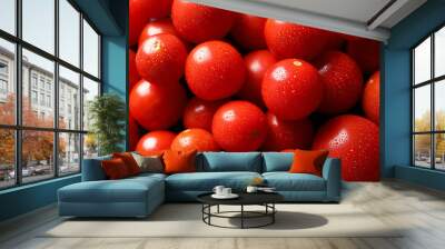 Red ripe tomatoes as background, closeup Wall mural